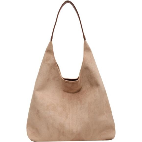 Suede purses for Women 2024 Slouchy Shoulder Bags Soft Leather hobo bag Brown - Picture 1 of 1